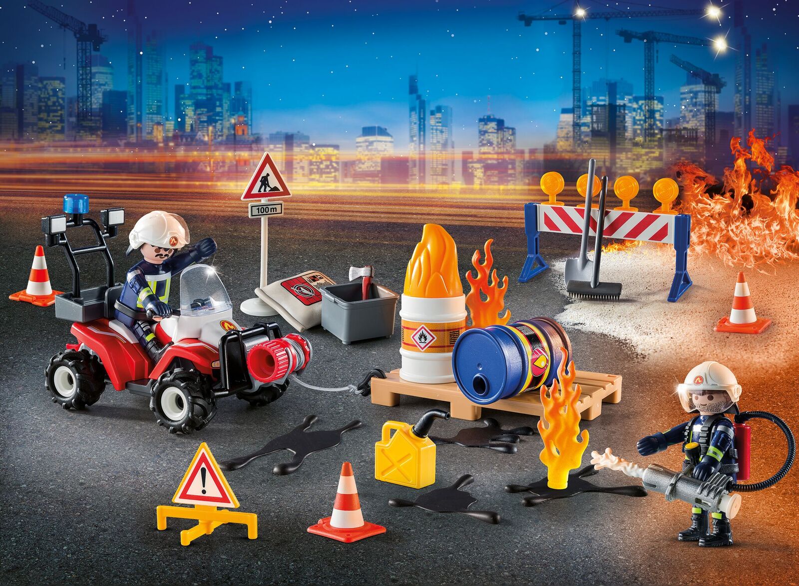 PLAYMOBIL 9486 Adventskalender 2018 "Feuerwehreinsatz auf der Baustelle"